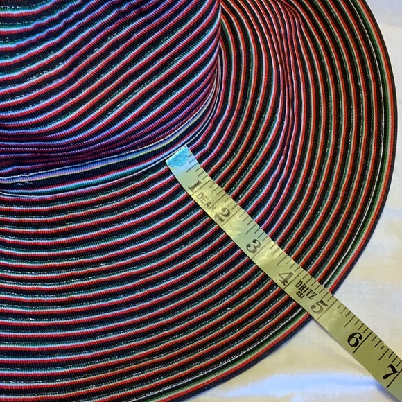 Sun Hat Wide-Brimmed of Multicolored Grosgrain Ribbon  Packable, Cool, Durable - Picture 7 of 8